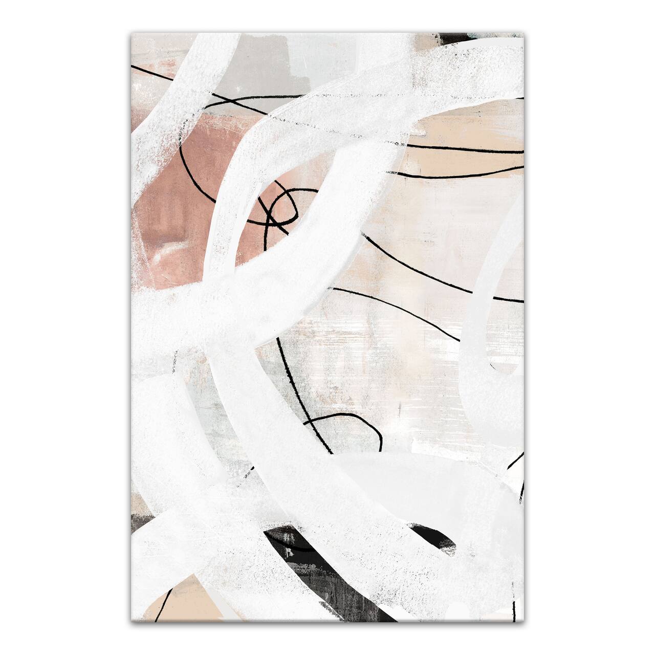 White And Loopy Abstract 24" x 36" Canvas Wall Art